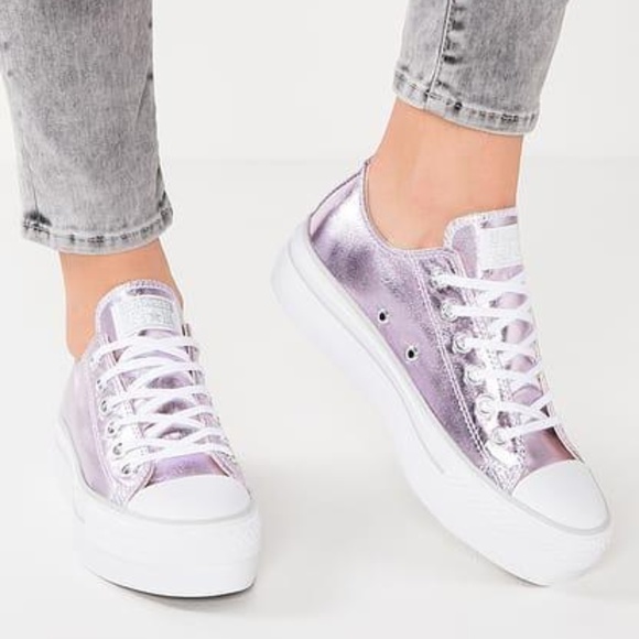 converse all star ox platform canvas metallic